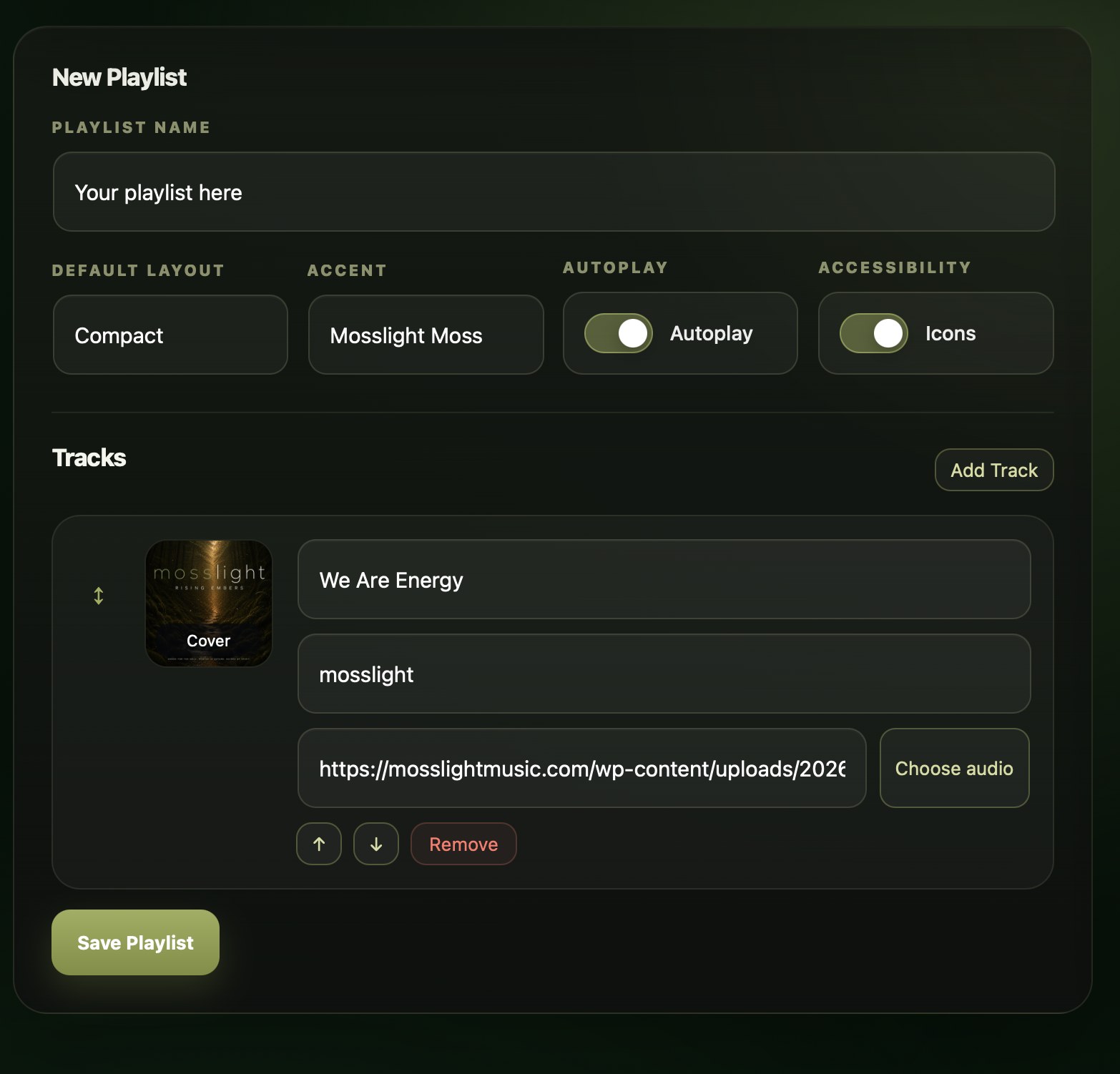 BareKit Audio Player track editing interface