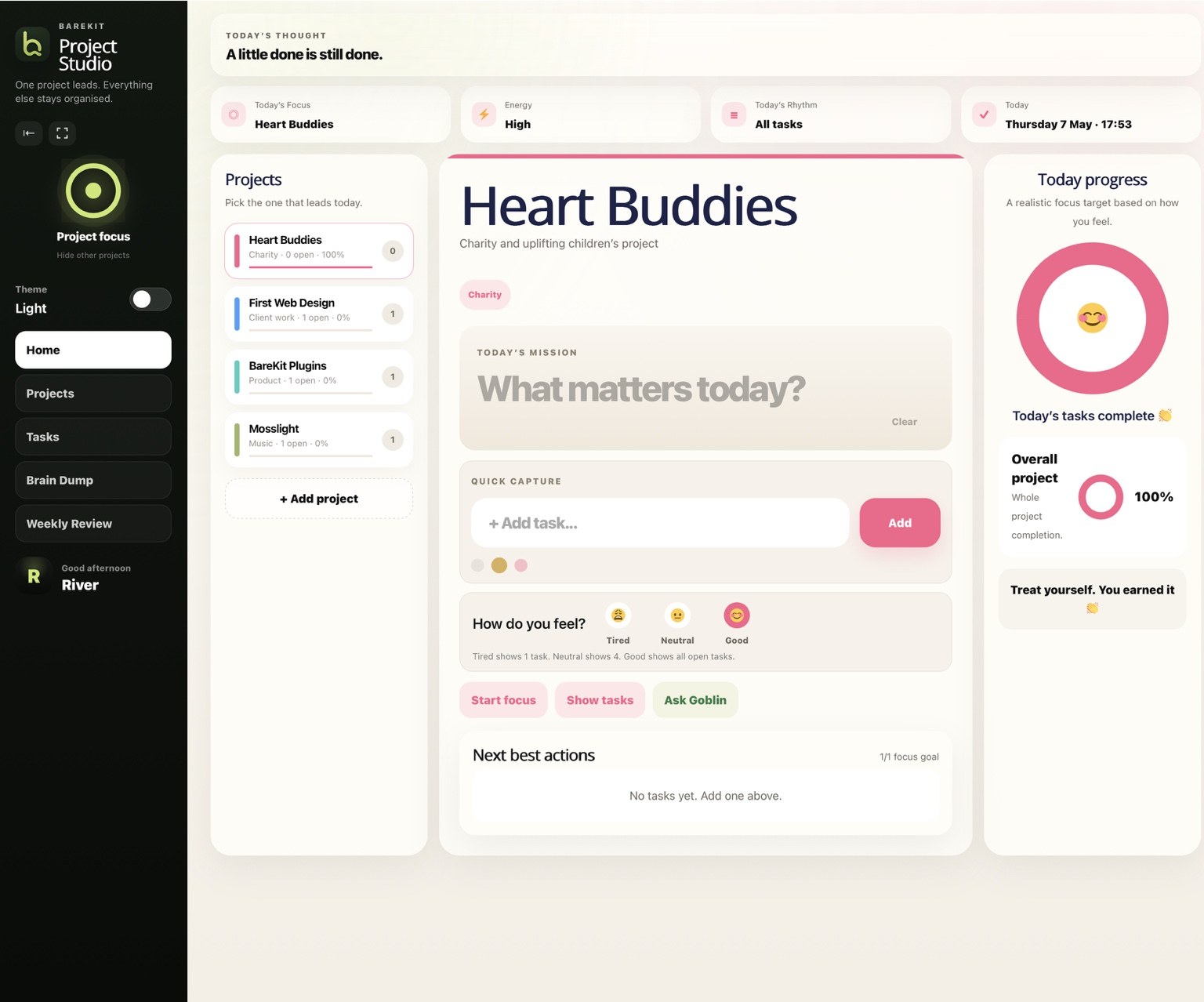 BareKit Project Studio dark dashboard interface